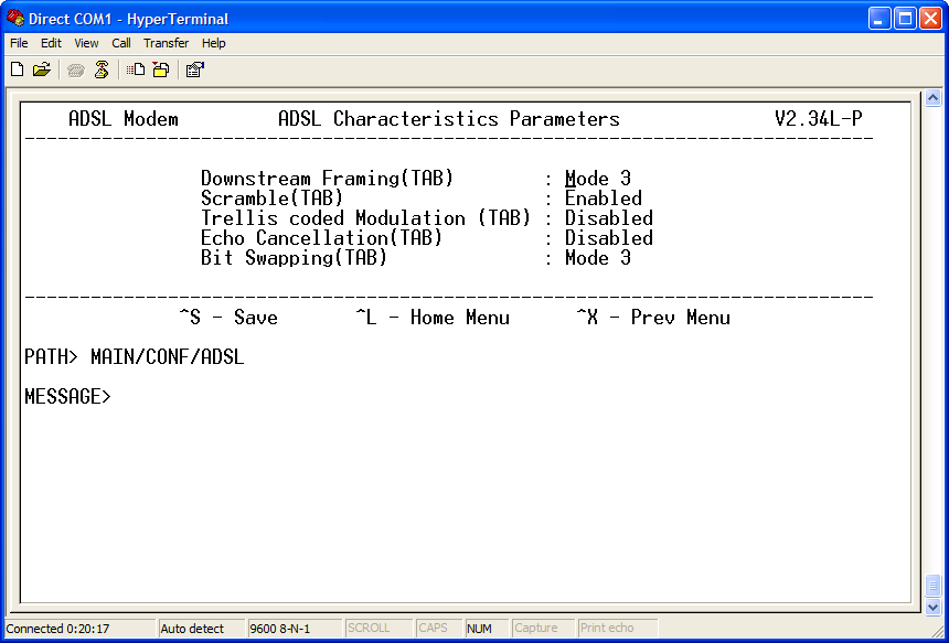 ADSL settings