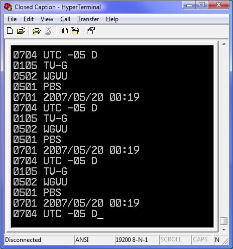 NTSC Line 21 Closed Caption and XDS Decoder